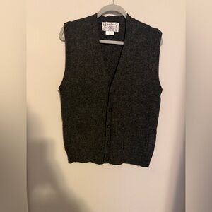 Vintage Dark Gray Wool blend Vest medium winter warm business casual outerwear